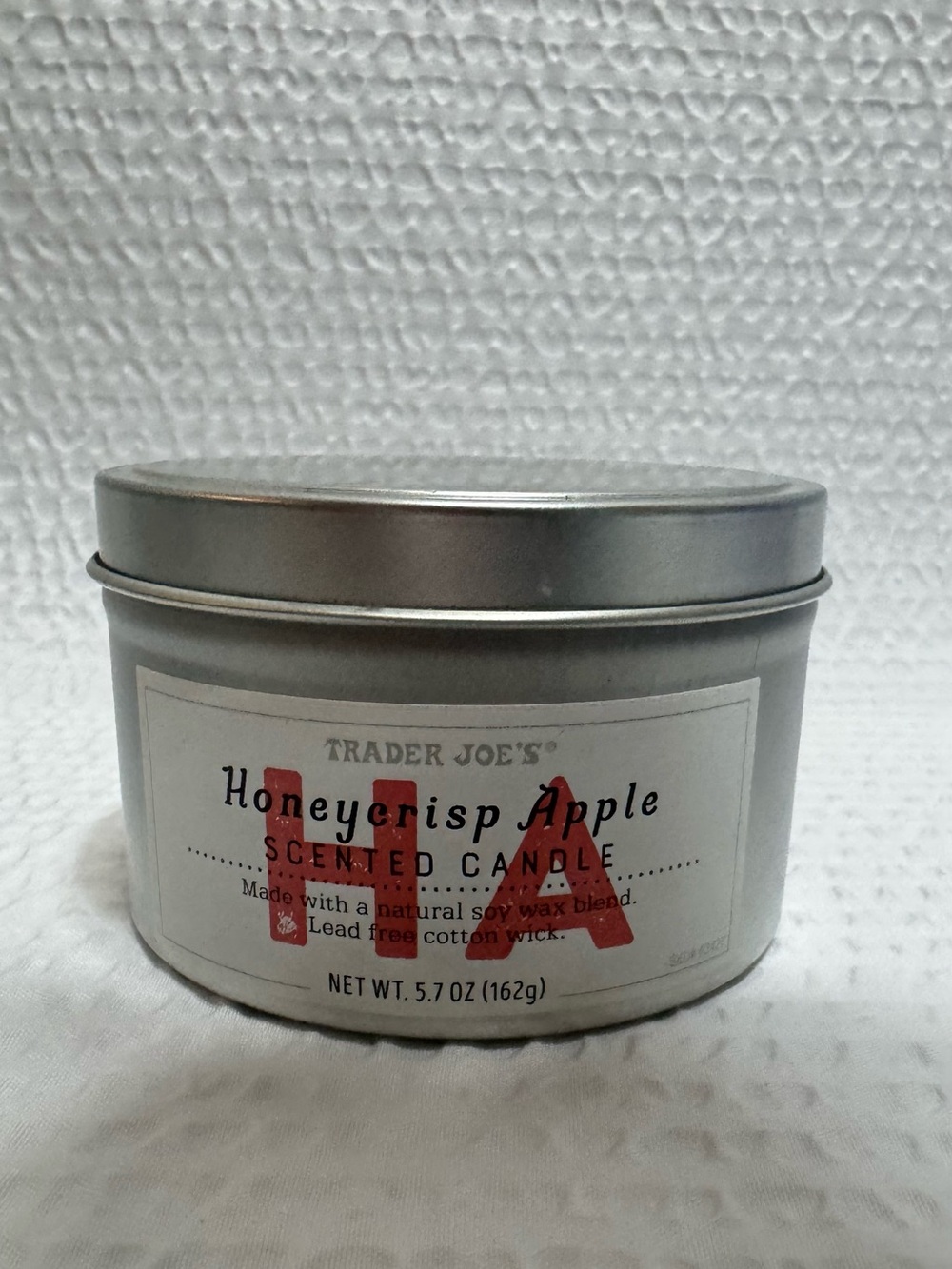 Traders joes Honeycrisp Apple Scented Candle - Silver Tin